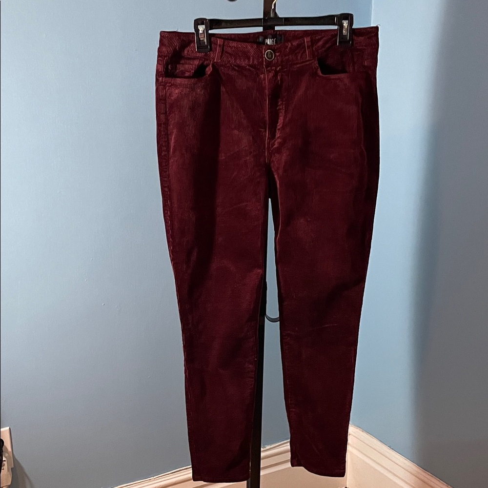 Anthropologie Paige Women's Burgundy Ankle Corduroy Pants